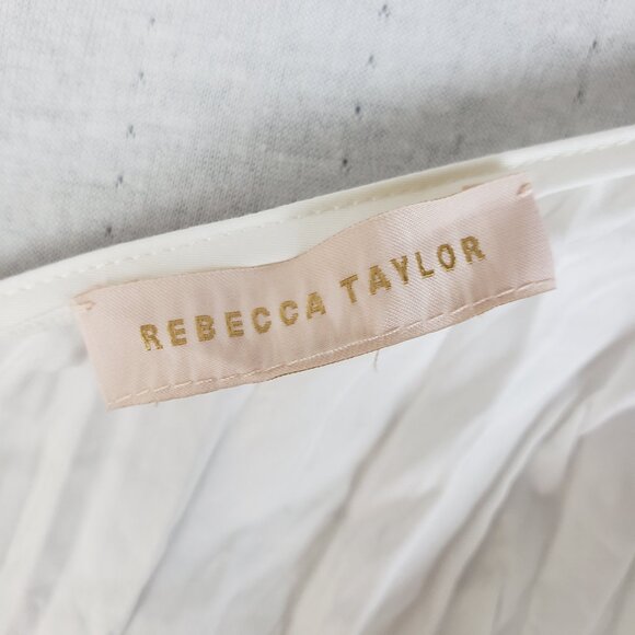 Rebecca Taylor Broomstick Peplum Blouse Flutter Sleeves in Lyria White size 14/L - Picture 5 of 16